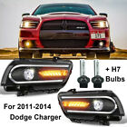 Set 2 LED DRL Headlight W/ Dual Beam Halogen Model Fit 2011-2014 Dodge Charger