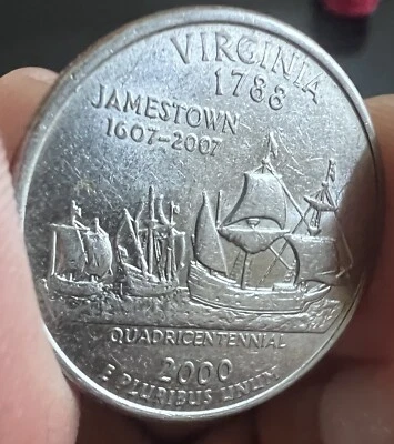 2000 P-State Virginia Quarter- Circulated Good Condition - Image 1 of 4