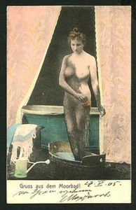 Deutsches 1905 gewagtes Schlammbad MOORBAD Grüße Baden Kollotypie ~ VASTA Archiv - Bild 1 von 1