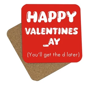 Happy Valentines Day Funny Novelty Glossy Mdf Wooden Coaster For Tea/Coffee co16 - Picture 1 of 4