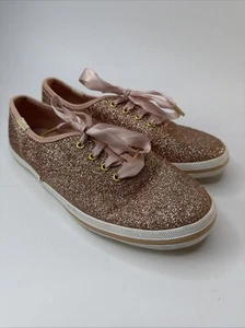 Kate Spade Keds Champion Glitter Sneakers Pink Rose Gold Size 3M EUC - Picture 1 of 9