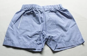 Willow Unisex Kid's Stretch Printed Back Pocket Shorts EJ3 Blue Gingham Size 5 - Picture 1 of 3