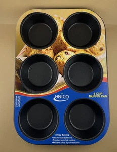 Unico 6 Cup Muffin Pan, Easy Clean Non-Stick, Easy Release, Bakeware - Picture 1 of 3