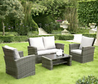Aria Rattan Garden Furniture 4 Piece Patio Set Table Chairs Grey Or Brown...