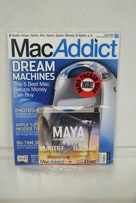 July 2002 MacADDICT Mac Addict Magazine - Still Sealed w/Disc - Image 1 of 2
