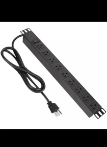 19in PDU Rack Mount Power Strip 9 Outlet 15A Overload Protection 10FT Cord New - Picture 1 of 6