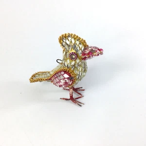 Vintage Hänge Ornament Vogel verspiegelt Mosaik Silber Gold Rosa Indien Nr 10 - Bild 1 von 2