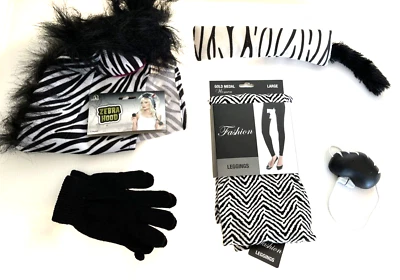 Disfraz de cebra - Kit de 5 piezas de cebra adulto GRANDES leggings leer Foto 1 de 4