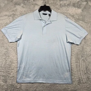 Lincs Polo Shirt Mens Medium Blue Striped David Chu Golf Golfing Casual -flaw - Picture 1 of 10