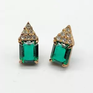 Vintage römische grüne Strass Ohrringe * - Bild 1 von 11