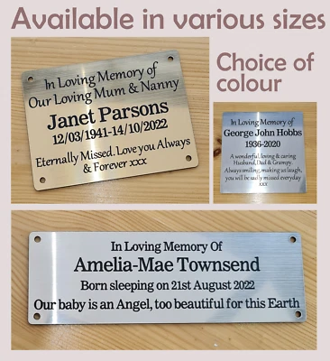 Personalised Engraved Plaque Memorial Bench Sign Silver or Brass Effect Gold - Image 1 of 4