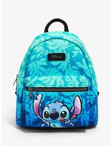 Disney Lilo & Stitch Blue Tropical Leaves Mini Backpack - New - Picture 1 of 4