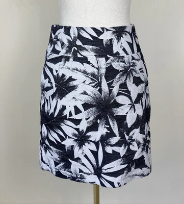 Paul & Joe Black White Floral Pencil Skirt Size 38  Mini fit 8 10 Made in France - Image 1 of 4