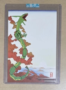 Pokemon Center New Year's 2004 Post Card - Rayquaza - Wood Block Style Art - Picture 1 of 2