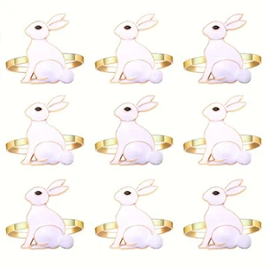 9PCS Easter Napkin Rings, Rhinestone Easter Bunny Napkin Holder Rings for Tab... - Picture 1 of 4
