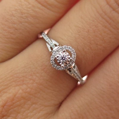 925 Sterling Silver Swarovski Crystal Engagement Ring Size 7 - Imagem 1 de 4