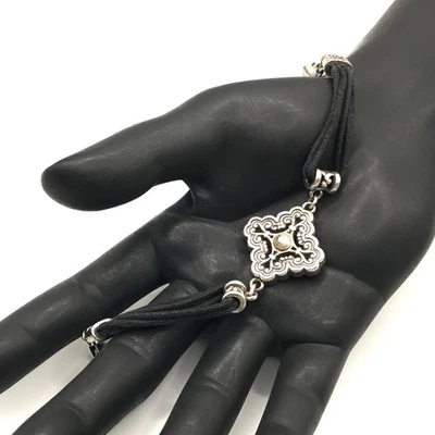 Brazalete Brighton Negro Cordón Estilo Italiano Plateado Aspecto Victoriano 8" Foto 1 de 4