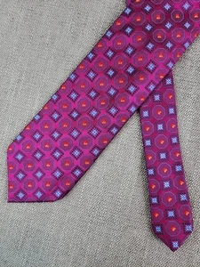 Corbata Ermenegildo Zegna Hombres Geométrica Bordada Seda Hecha en Italia Corbata de Lujo - Imagen 1 de 3