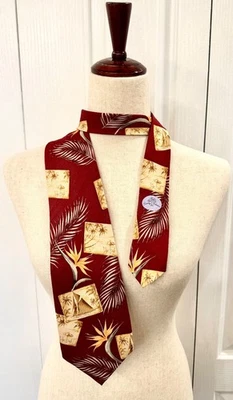 Corbata para hombre 100 % seda de Tommy Bahama, vintage hecha a mano, postales de velero, palmeras Foto 1 de 4