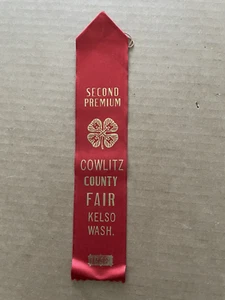 Vintage 1949 COWLITZ COUNTY FAIR 4-H Seidenband Tom Gilkey KELSO WASH - Bild 1 von 5