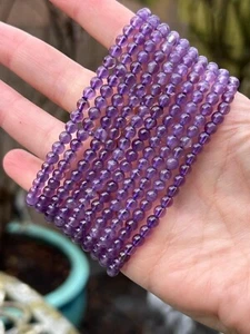 Amethyst Beaded Bracelet 4mm AAA+ Tranquility / Intuition / Wisdom - Picture 1 of 11