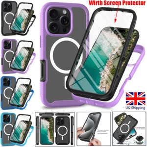 For iPhone 16 15 14 13 12 11 Pro Max XR 8 7 Plus Magnetic Full Case Screen Cover - Picture 1 of 19