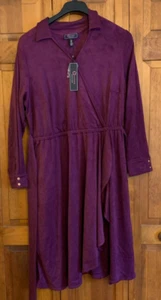 C Wonder by Christian Siriano Long Sleeve V-Neck Dark Raspberry Belted Dress 1X - Picture 1 of 5