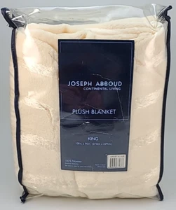 Joseph Abboud Plush Fleece Stripe King Blanket - Ivory - Picture 1 of 5