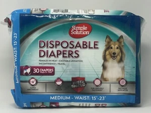 Simple Solution True Fit Disposable Dog Diaper with Tail-Hole, Medium, 30 Count - Picture 1 of 4