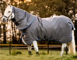 Horseware Ireland Rhino HexStop Plus Turnout 100g-75"-Grey/Indigo/Navy - Picture 1 of 5