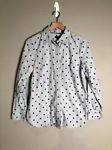 Talbots Womens Blue Polka Dot 100% Cotton Long Sleeve Button Down Office Shirt M - Imagen 1 de 6