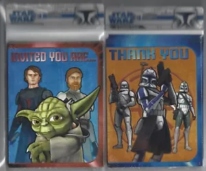 Star Wars CLONE WARS Party Invitation & Thank You 8 note cards per packs (2008) - Picture 1 of 1