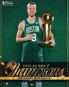 Kristaps Porzingis Trophy Boston Celtics 2024 NBA Final Champions 8x10 NBA Photo - Picture 1 of 1