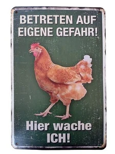 Betreten Auf Eigene Gefahr! Hier wache ICH! 12" x 8" Blechschild - Bild 1 von 6