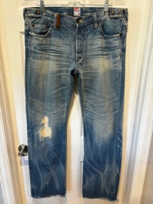 $879 PRPS JAPAN P51P31X PONY-HAIR LOOP BARRACUDA STRAIGHT JEANS 36 W38X34.5L EUC - Image 1 of 4