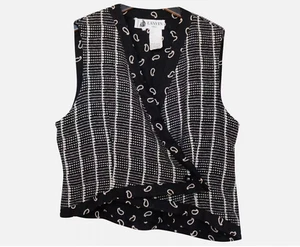 LANVIN vintage asymmetric top vest wool cashmere in black and white - Size L - Picture 1 of 3