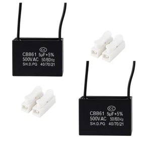 CBB61 Terminal Ceiling Fan Motor Running Rectangle Capacitor 500V 5UF - Picture 1 of 4