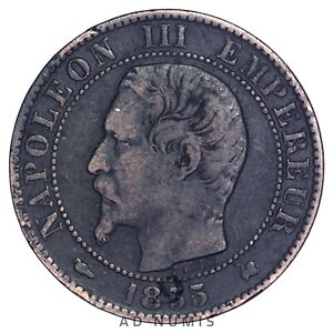 France 5 centimes 1855 K Dog Napoleon III Bordeaux Coin French Bronze