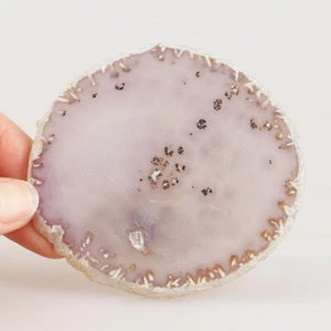 3.1" Brown Agate Coaster Polished Crystal Slice Druzy Geode Home Decor 83g - Picture 1 of 4