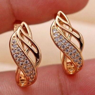 1.34 Ct Round Cut Diamond Simulated Huggie Hoop Earrings Gift Rose Gold Plated - Image 1 of 4