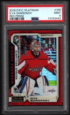ILYA SAMSONOV 2018-19 O-Pee-Chee Platinum ROOKIE Red Prizm #/199 OPC PSA 9 Mint - Image 1 of 2