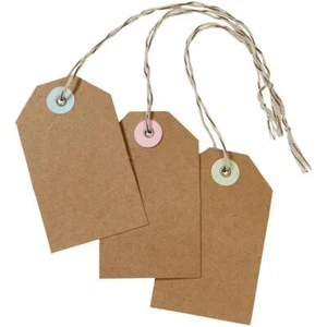 (10) 12-pack Martha Stewart Crafts 1.75x3 Brown Paper Tags w Blue & Pink FAST AI - Picture 1 of 1