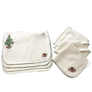 Juego de servilletas de mantel individual de lino bordadas regalos de árbol de Navidad JABARA 8 piezas de colección - Imagen 1 de 11