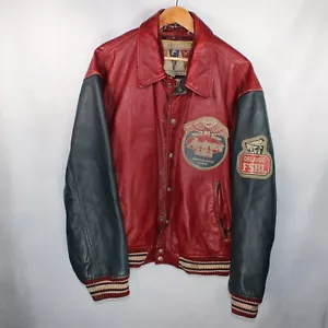 Chaqueta Universitaria Avirex Florida Sharks Cuero Para Hombres XL Roja Años 70 De Colección Béisbol - Imagen 1 de 24