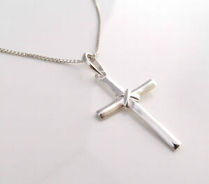 Solid 925 Sterling Silver Cross Pendant with 18" Sterling silver necklace chain