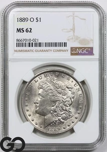 1889-O Morgan Silver Dollar Coin NGC MS 62 ** Lustrous Tougher Date! - Picture 1 of 3