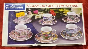 Set Of 6 Fiabilandia Italian Landmark Scene Espresso Demitasse Cups Saucers - Picture 1 of 3