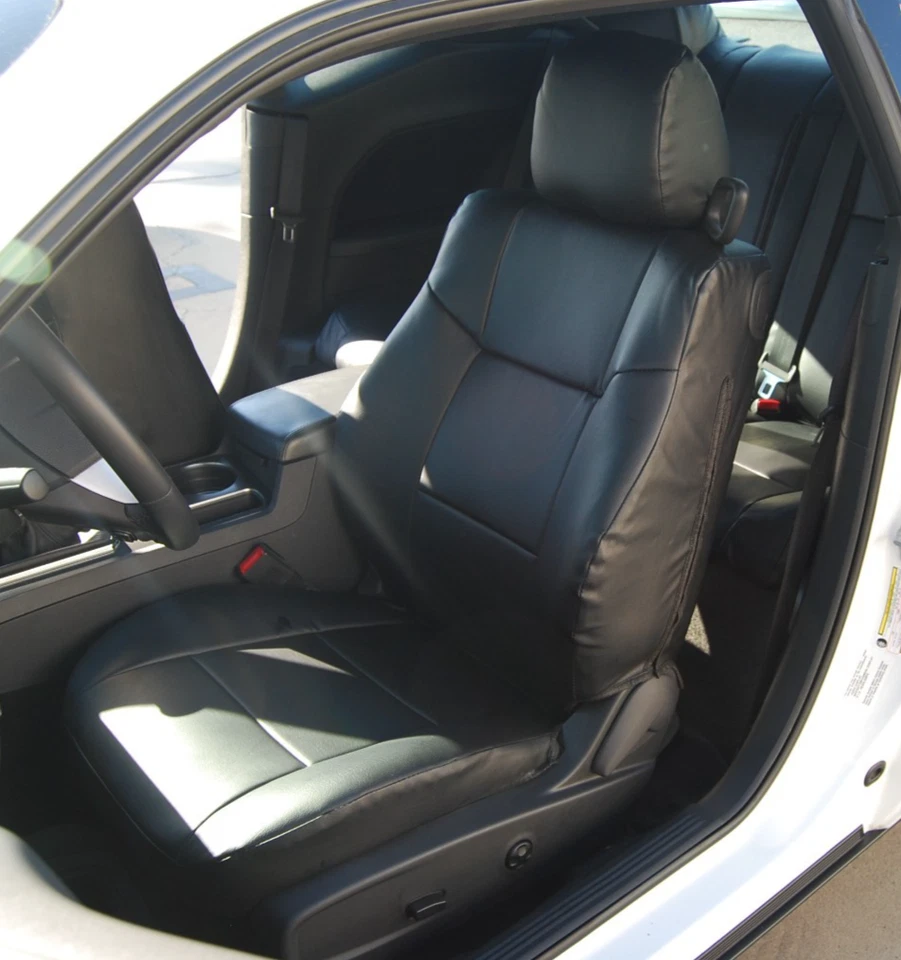 for DODGE CHALLENGER 2008-2023 S.LEATHER CUSTOM FIT 2 FRONT SEAT COVER 13 COLORS - Image 1 of 4