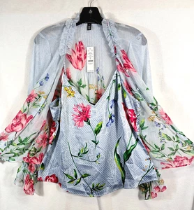 White House Black Market Langarm Blumen Bluse & Camisole Größe M NEU mit Etikett - Bild 1 von 8