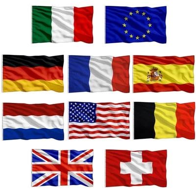 10 PEZZI BANDIERE NAZIONALI150X90 CM BANDIERE DEL MONDO BANDIERE EUROPA - Immagine 1 di 4